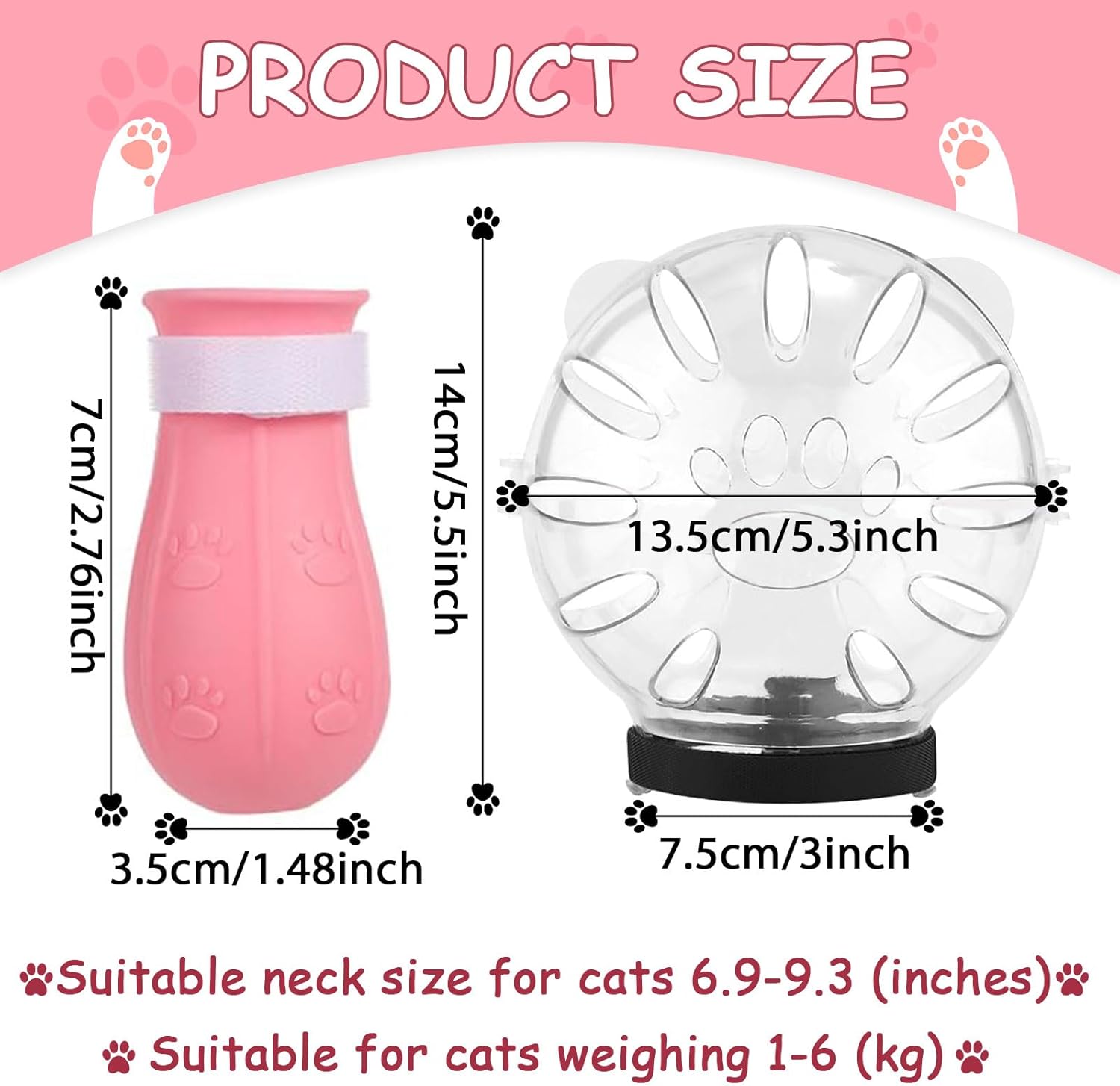 Cat Muzzle and Boots Set, Cat Transparent Muzzle Prevent from Cats Biting Chewing, Breathable Cat Adjustable Hood for Grooming, Adjustable Cat Anti-Scratch — image 2