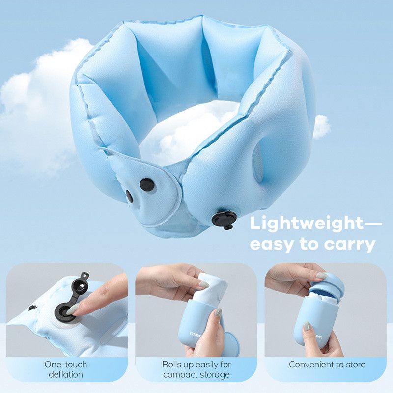 Portable Inflatable Travel Neck Pillow, Nap Pillow, Comfortable Neck Support for Long Trips, Easy to Pack for Business Trips and Travel, Foldable and Slim — image 5