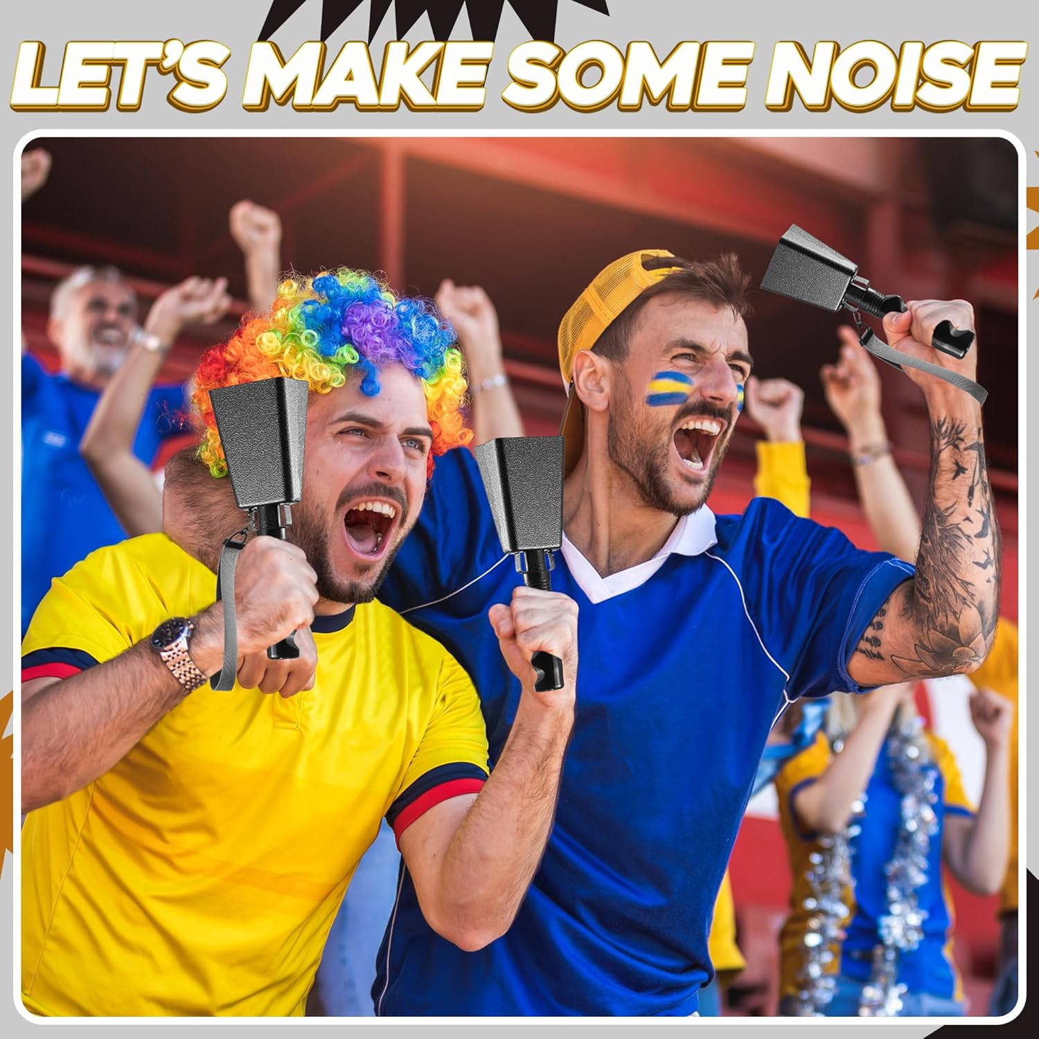 9" Metal Cowbells with Handle - (1 Pack) Cow Bells Loud Cheering Noise Makers for Sporting Events, Football Games, School Spirit, Rallies & Celebrations โ image 4