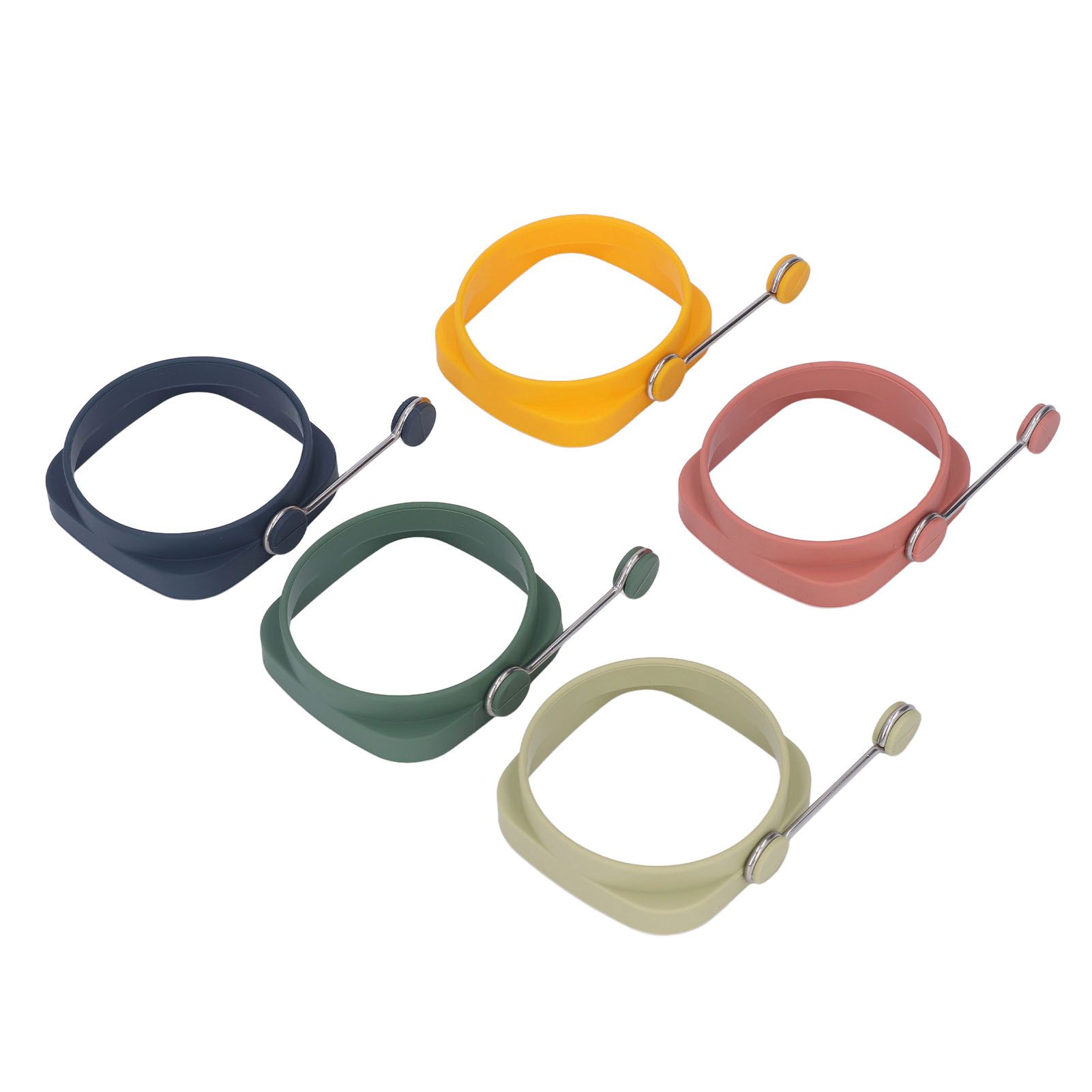 5 PCS Handle Egg Frying Rings Silicone Double Sided Egg Rings Quadrate Round Dual Use Omelet Mold — image 3