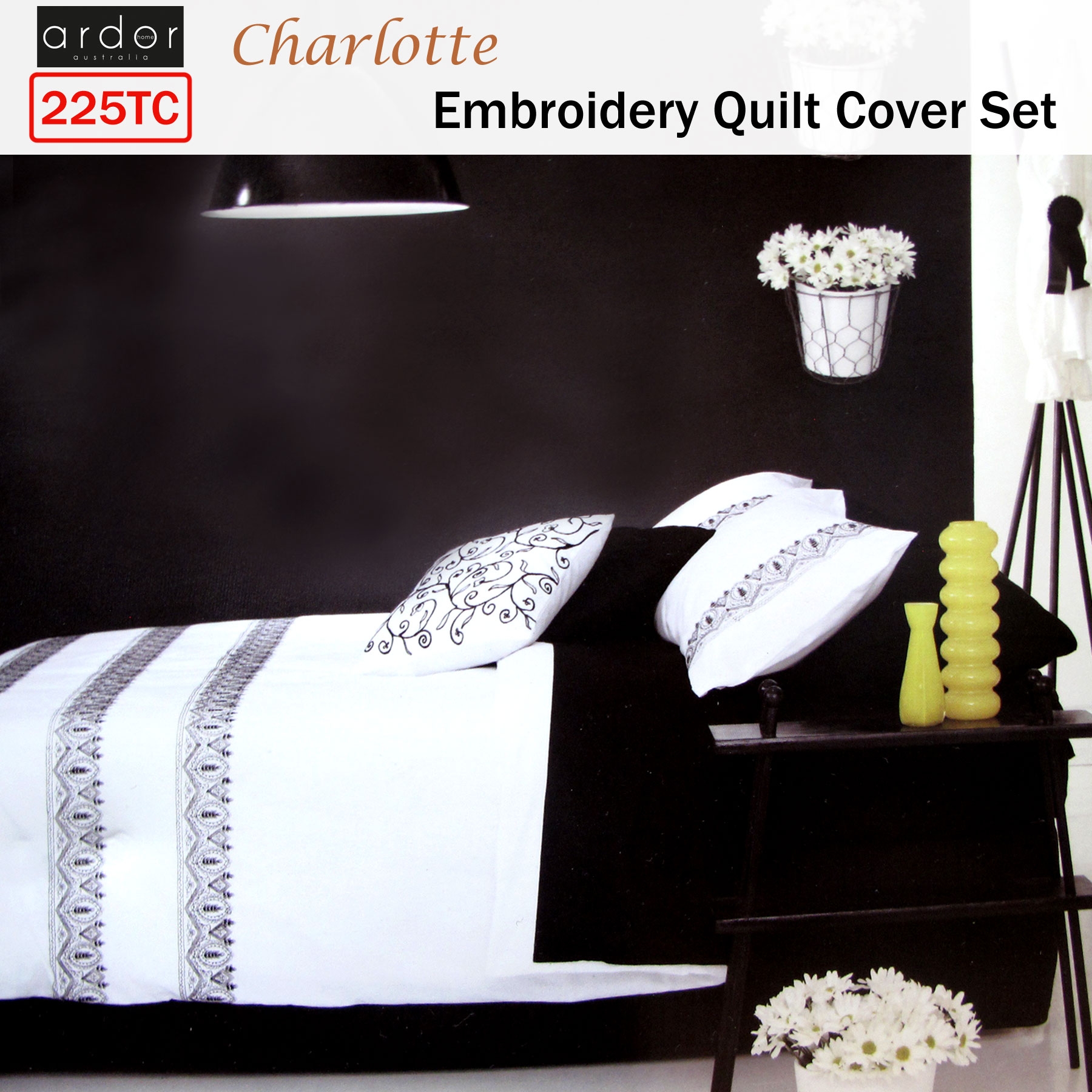 Ardor Charlotte White Quilt Cover Set QUEEN — image 2