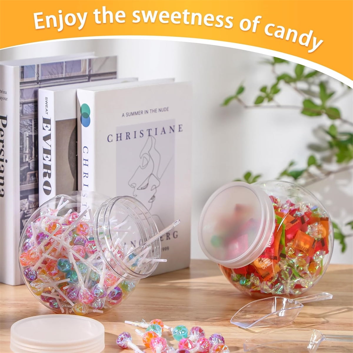 Candy Jars with Lids,6 Pcs 7.7ozCookie Containers Candy Jars with Lids,3 × 2in Plastic Snack Jars for Candy Buffet and Party Table, Candy Buffet — image 4