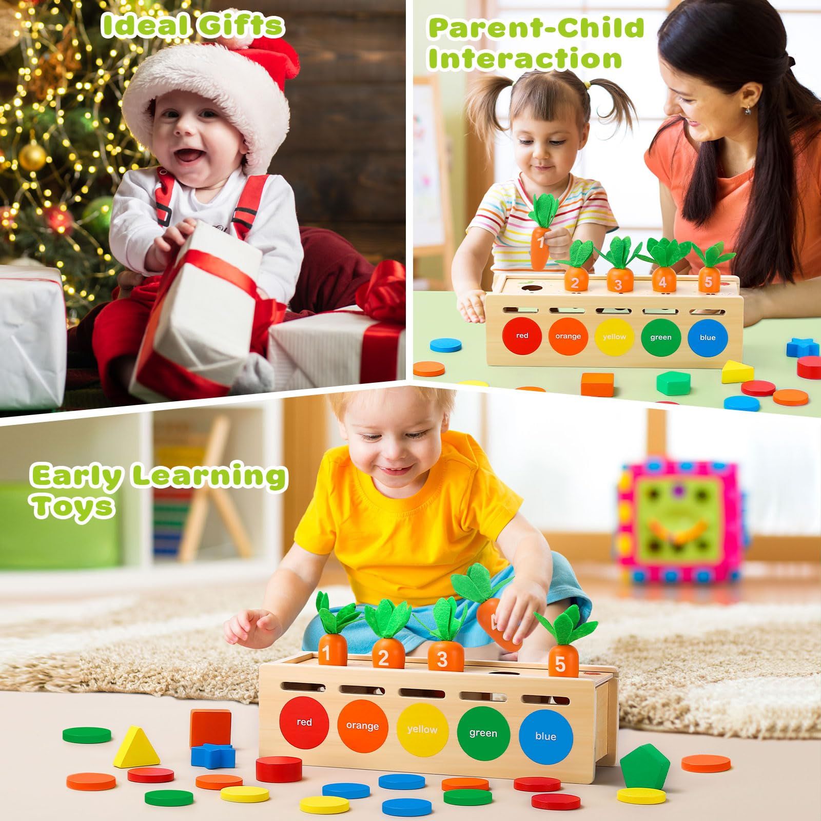 Toys for Toddler Age 1, 2, 3 Year Old, Wooden Color & Shape Sorting Matching Box, Early Learning Toys for 12+ Month โ image 3