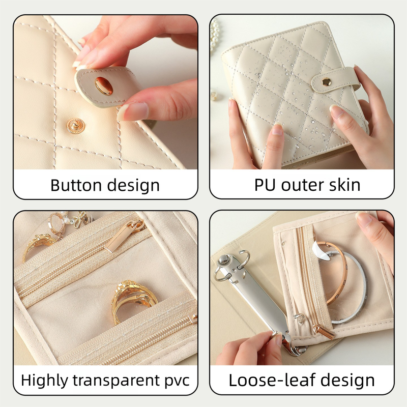 Blue Nappa Leather Anti-Oxidation Jewelry Storage Book with 5 Velvet Pouches - Compact Organizer for Watches, Earrings, Rings & Gold Ornaments โ image 3