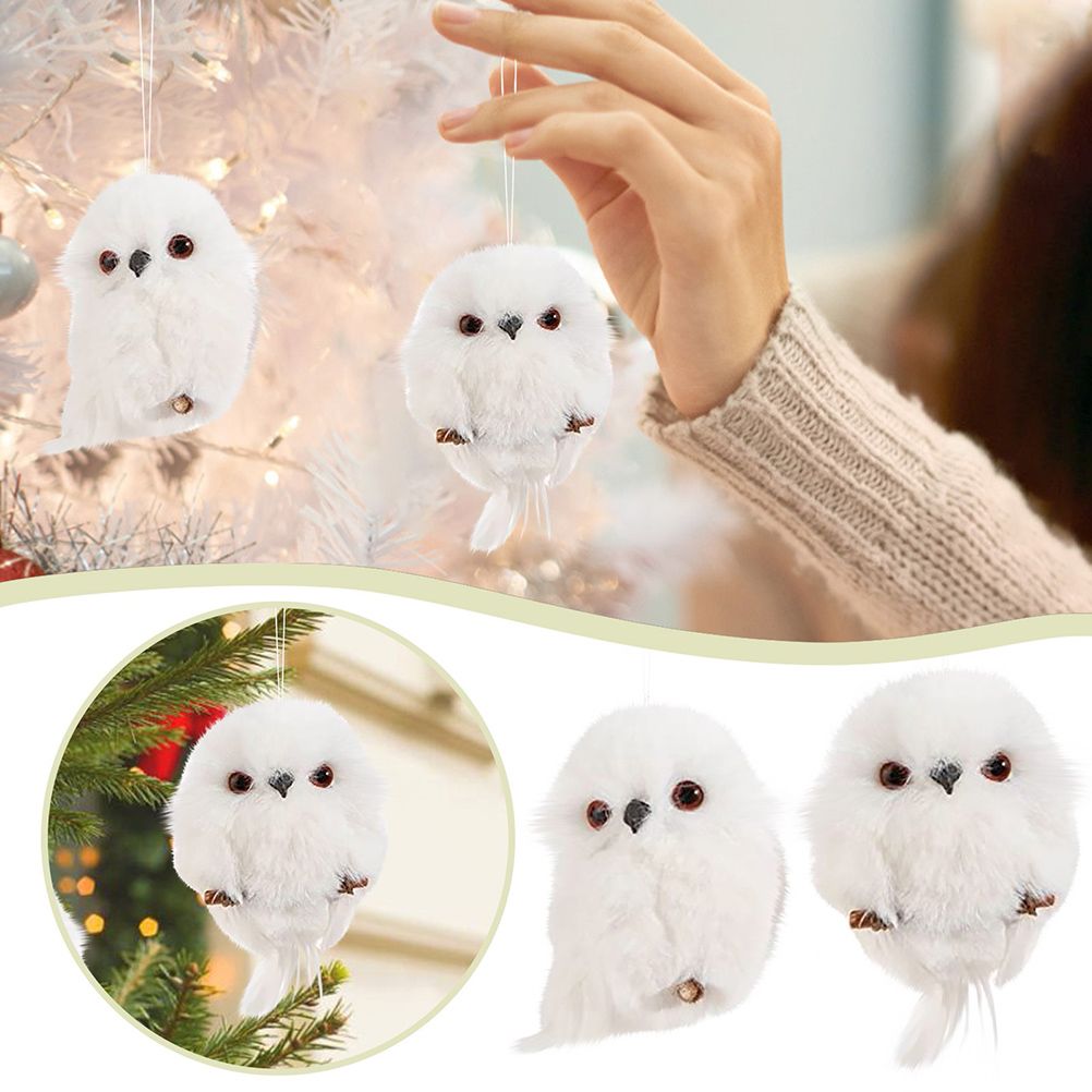2Pcs Christmas Cute Owl Hanging Gift Simulation Animal Pendant Xmas Tree Pendant Home Holiday Party Decoration — image 2
