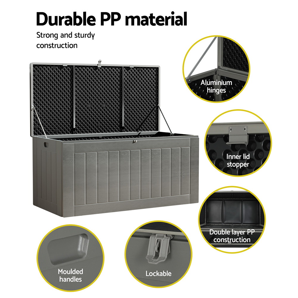 Gardeon Outdoor Storage Box 830L Container Lockable Garden Bench Tool Shed Black โ image 6