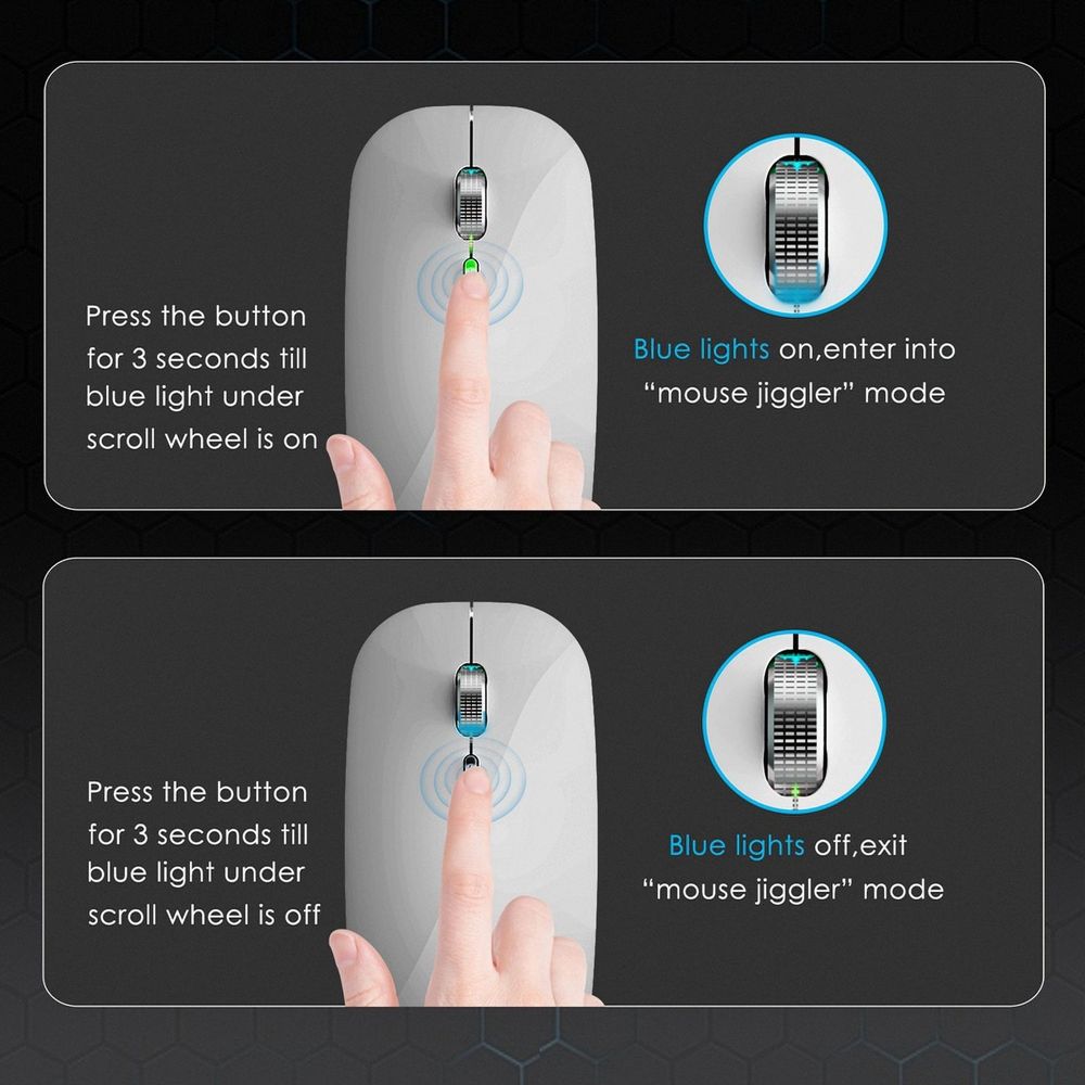 Jiggler Anti-Hibernate Optical Wireless Mouse, Matte Black — image 4
