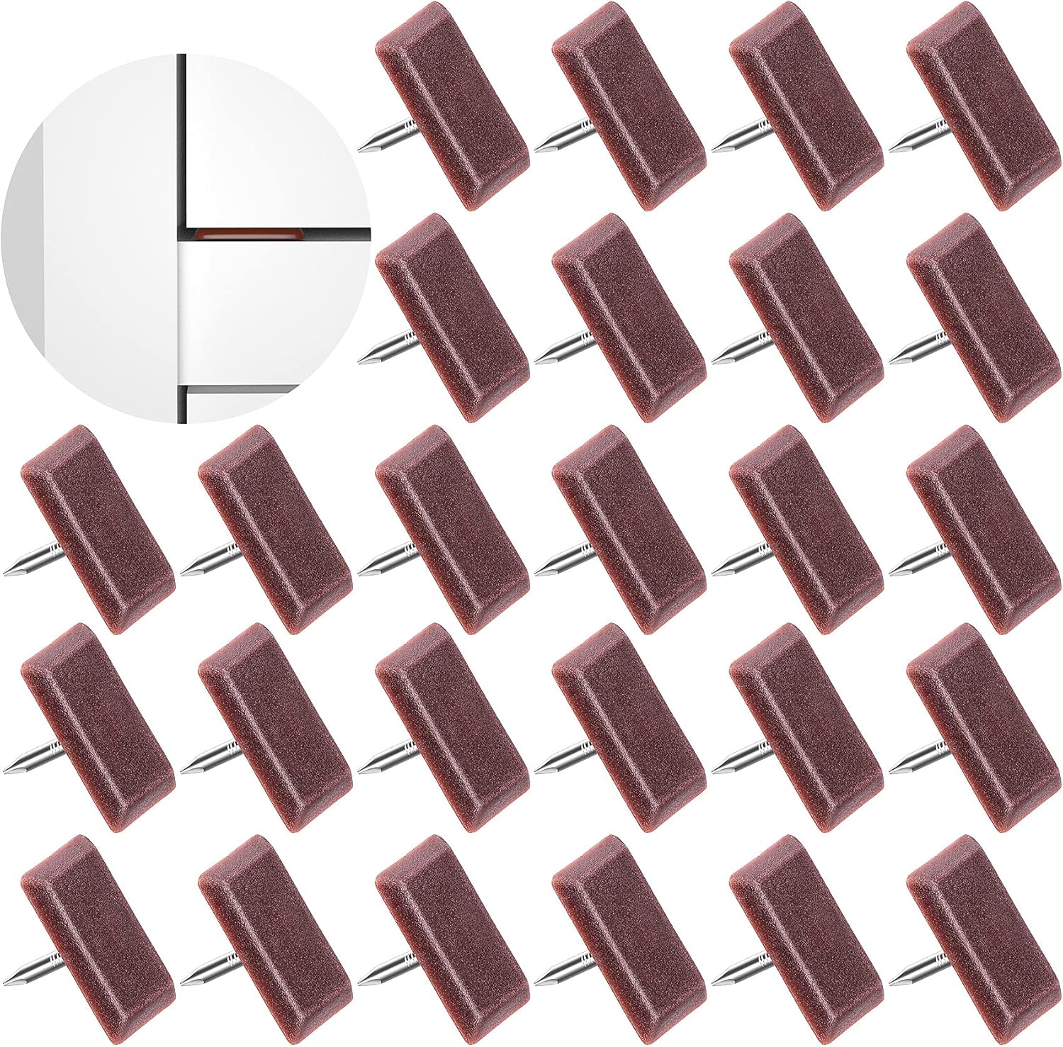 100 Pcs Tack-in Drawer Glides, Furniture Glide Tack with Nail, Dresser Drawer Protector for Repairing (Brown)