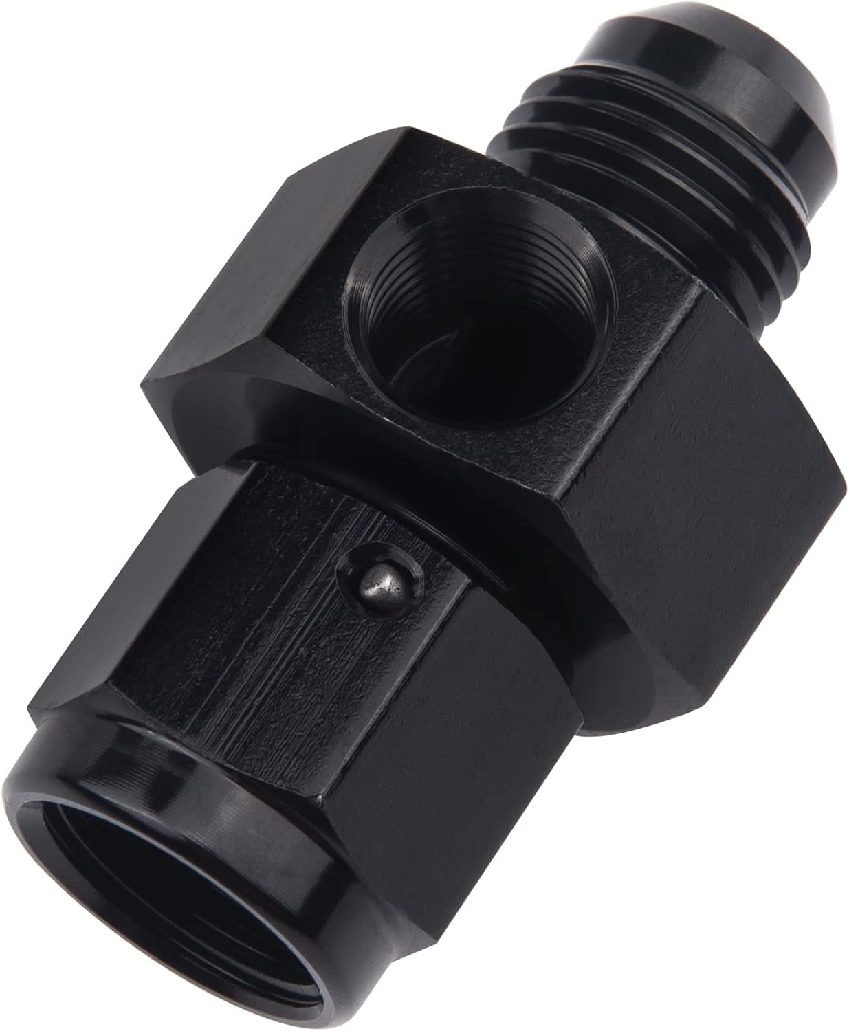 6AN Male Flare to -6 Female Swivel with 1/8" NPT Gauge Port Fuel Pressure Take off Fitting Adapter Aluminum