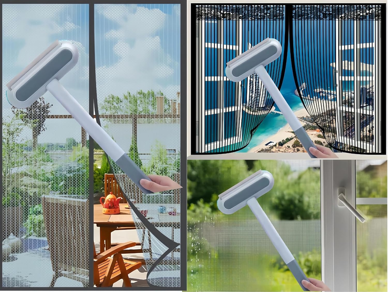 Mesh Screen Cleaner 4 in1, Wet and Dry Dual-Use Window Screen Cleaning Brush, Multi Window Cleaner Tools Window Glass Net Cleaner Squeegee, Groove Brush, Pet — image 2