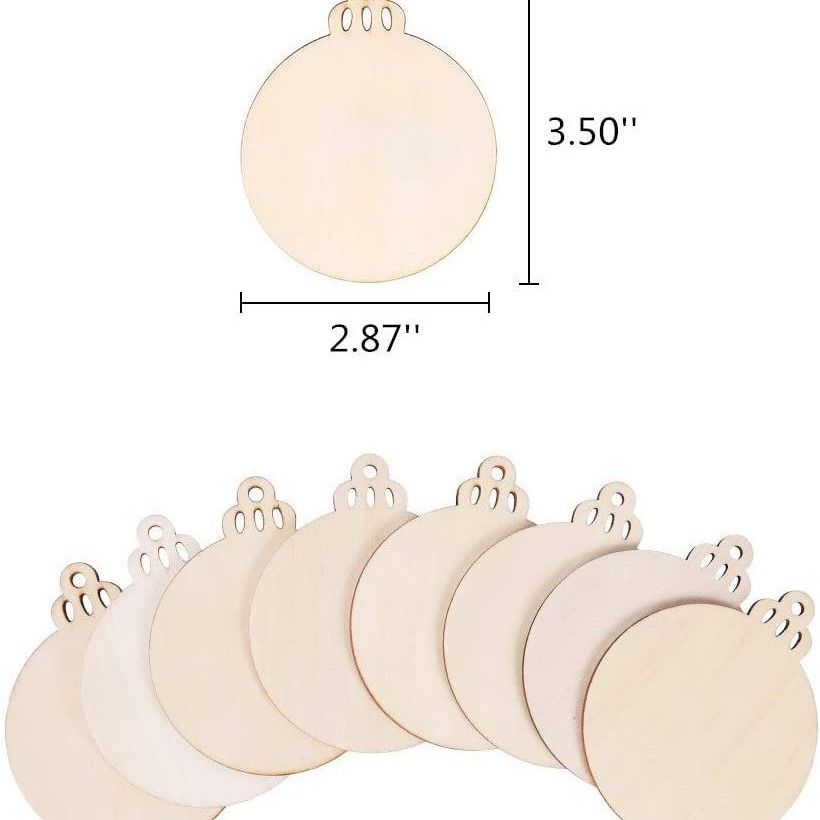 Christmas Tree Wood Slice Ornament - 100-Pack Natural Wooden Hanging Decor for Xmas Tree Holiday Party - Rustic Craft Gift with Jute Rope — image 3