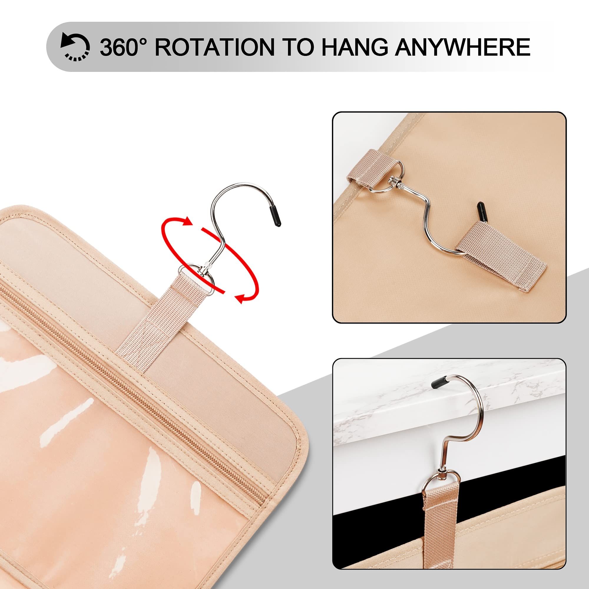 Travel Hanging Toiletry Bag for Women, with Jewelry Organizer Compartment, Cosmetic Essentials, Toiletries Dopp Kit Set with Trolley Belt — image 4