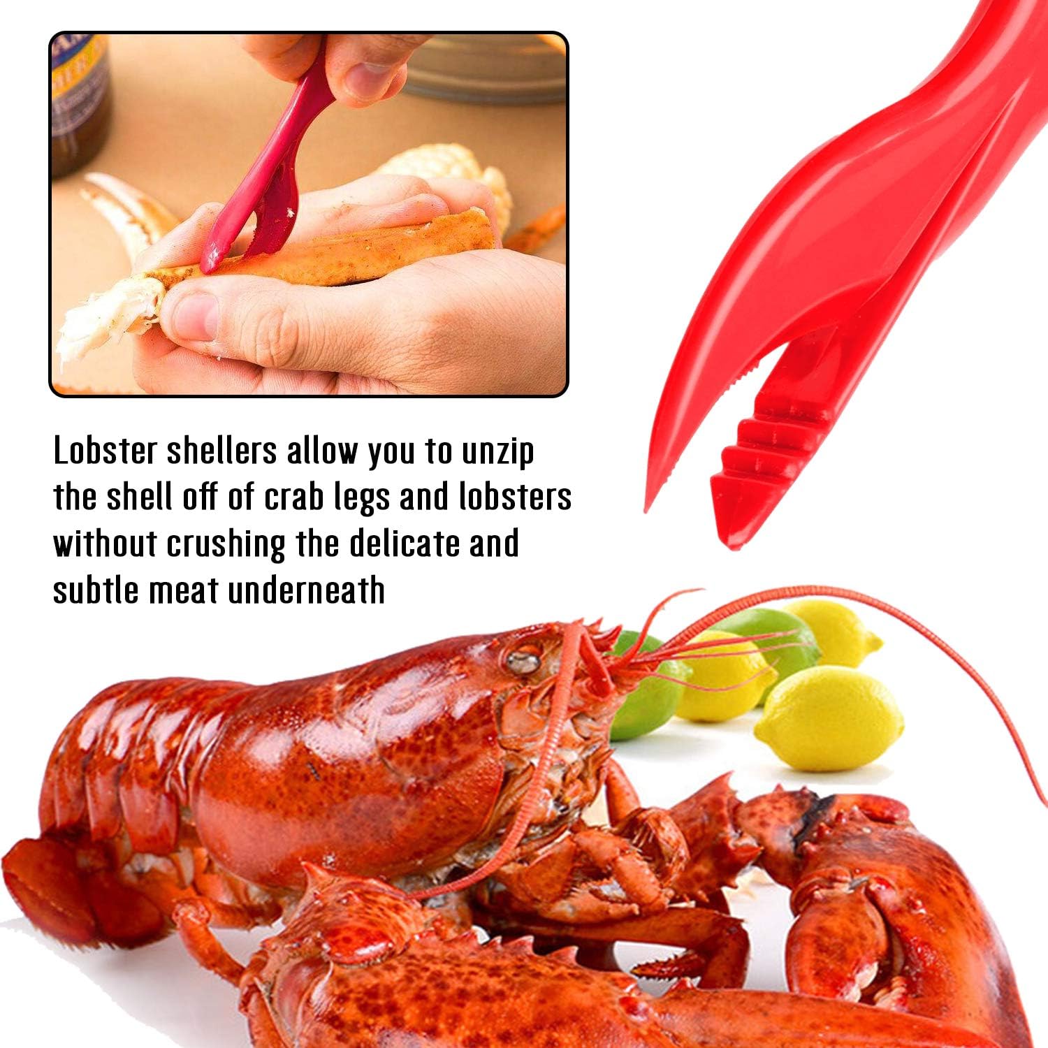 20-piece Seafood Tools Set includes 6 Crab Crackers, 6 Lobster Shellers, 6 Crab Leg Forks/Picks and 2 Seafood Scissors & Storage Bag - Nut Cracker Set โ image 4