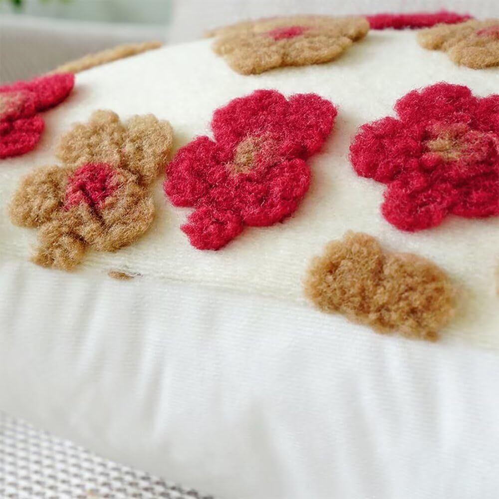 Pink Charming 3D Floral Plush Cushion Covers - Set of 4, 45x45cm Soft Faux Lambswool Pillowcases for Sofa & Bed Decor โ image 4