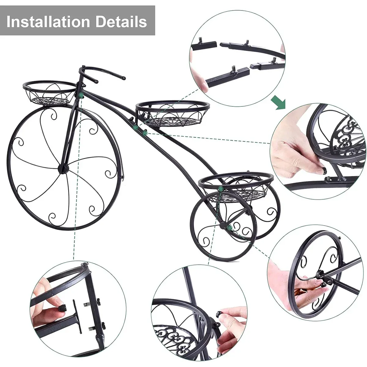 European Style Multi Layer Iron Bicycle Basket Flower Rack Outdoor Garden Decor β image 5