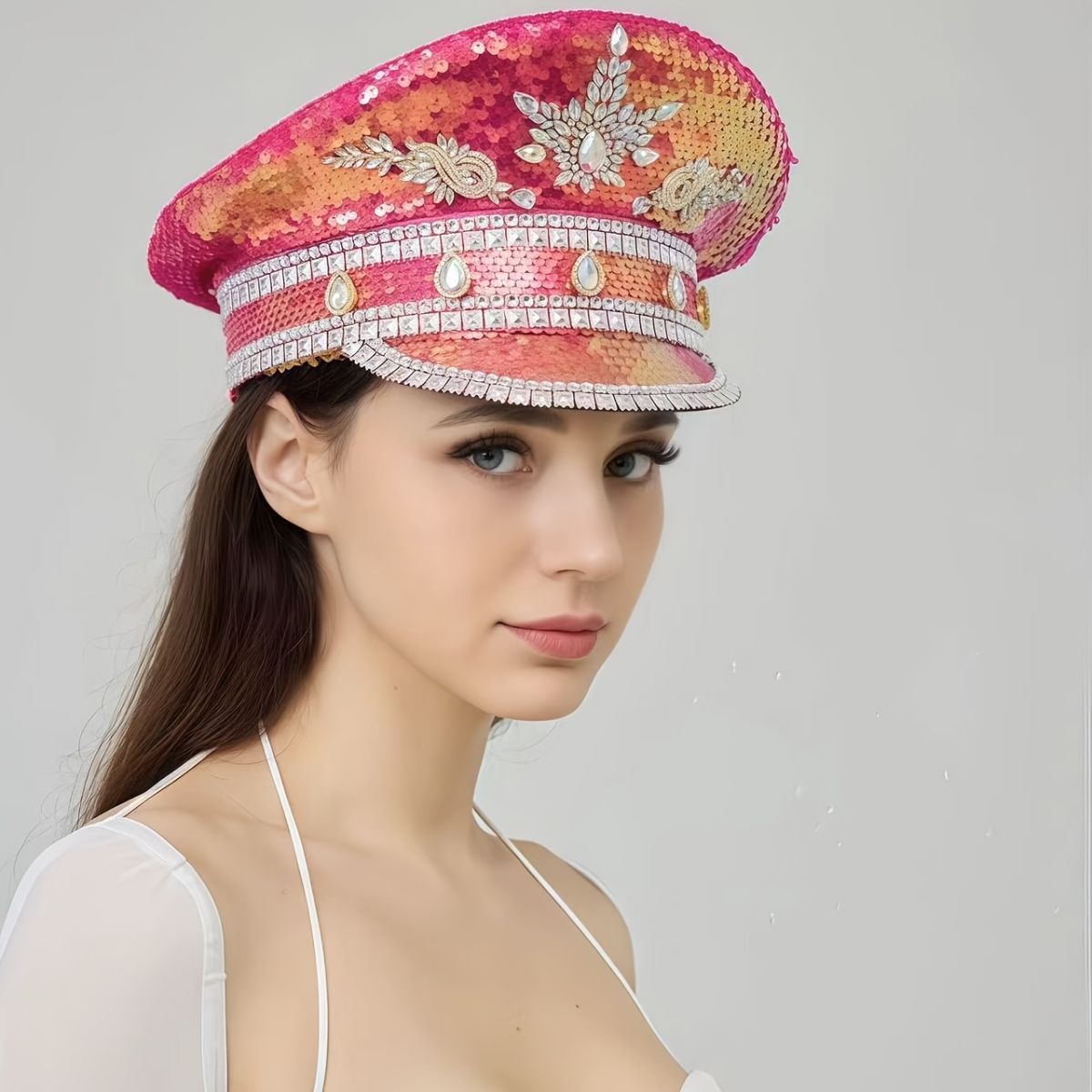 shiny rhinestone captain hat โ image 4