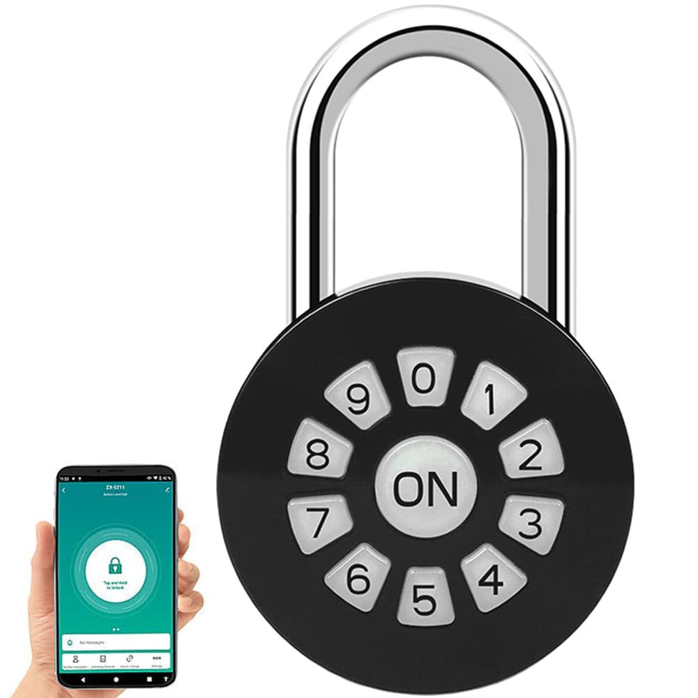 Smart Password Padlock - Password/Phone APP Control(iOS/Android) Padlock - Access Lock via Bluetooth & Pin Codes- Lock Your Gate