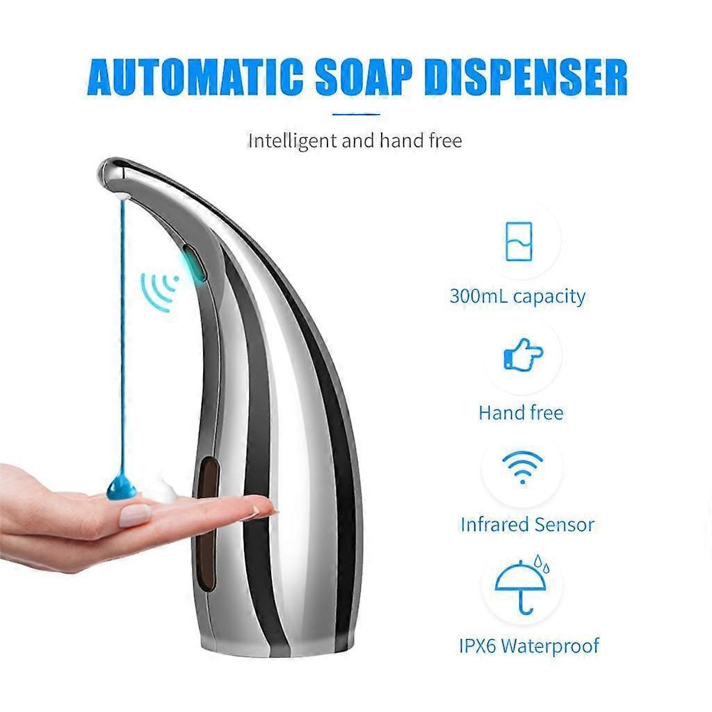 300ml Automatic Bathroom Soap Dispenser with Infrared Touchless Soap Dispenser Silver — image 3