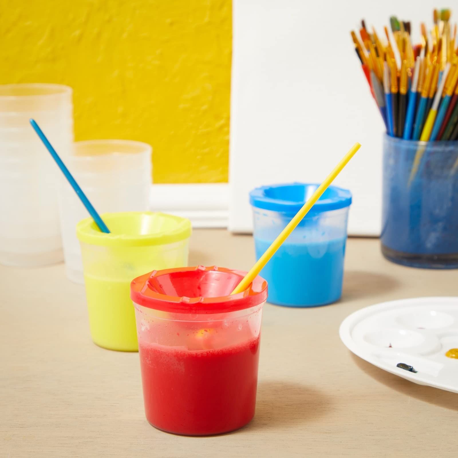 12 Pack No Spill Paint Cups With Lids for Kids, Arts and Crafts Supplies for Classrooms (4 Colors, 3 x 3 In) โ image 5