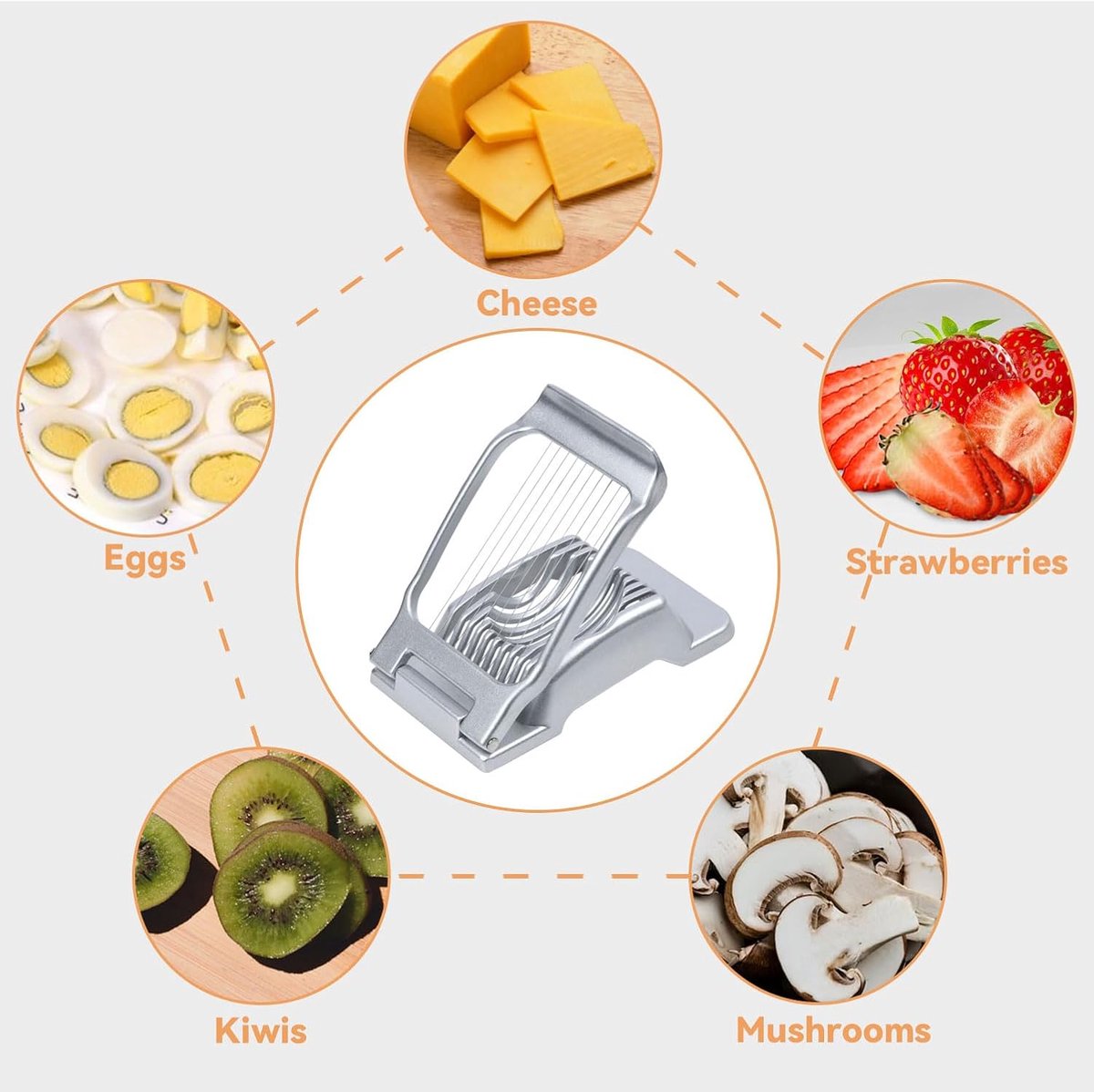 Aluminum Alloy Egg Slicer - Hard-Boiled Egg Slicer - Mushroom Slicer - Professional Egg Slicer - Multifunctional Egg Slicer - Round and Oval Slice Egg Slicer — image 3