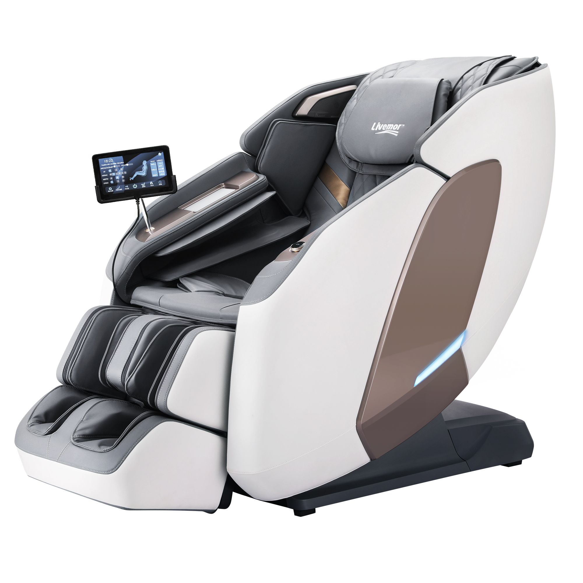 Livemor Prestige 4D Dual Mechanism Massage Chair, Full Body Zero Gravity Recliner with Extended SL Track, Body Scan, Air Compression, Waist Heating, Foot