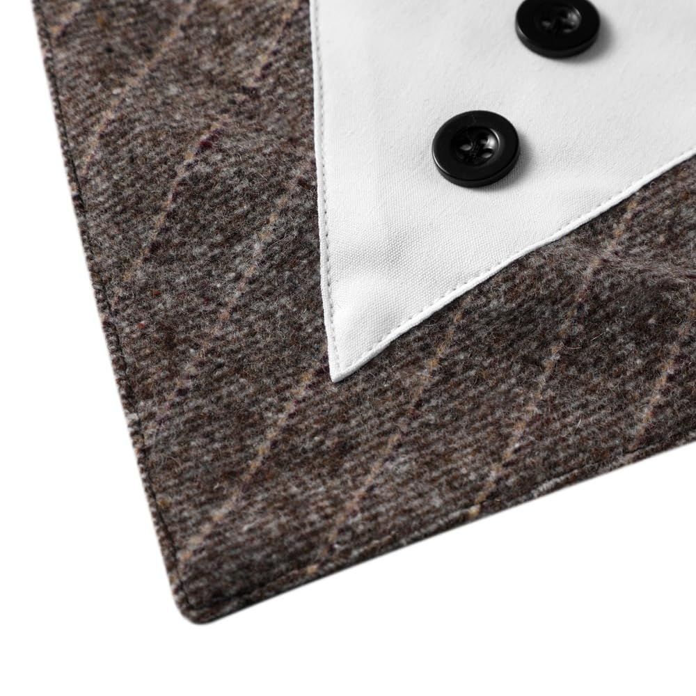 Dog Wedding Bandana Collar with Bow Tie, Adjustable Dog Tux Formal Dog Costumes for Medium Large Dogs Brown — image 5
