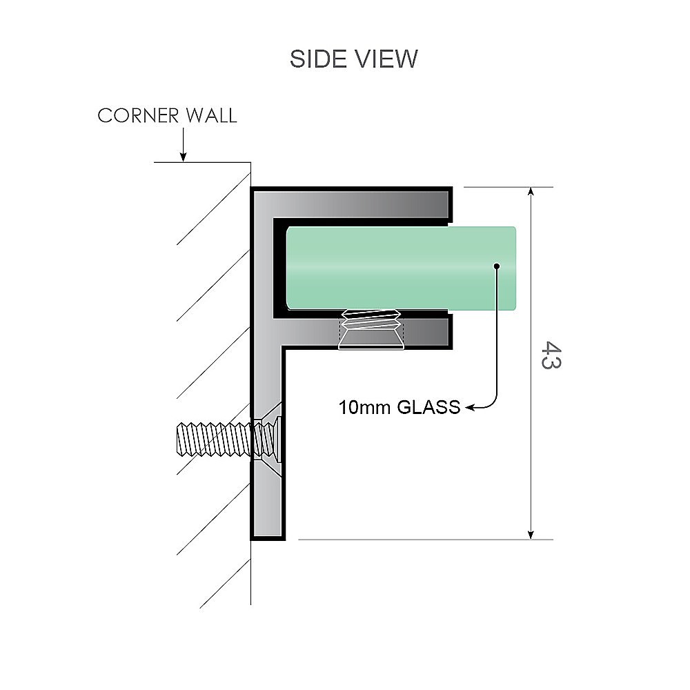 120cm Reeded Glass Shower Screen with Chrome F-Brackets and Square Pole โ image 6
