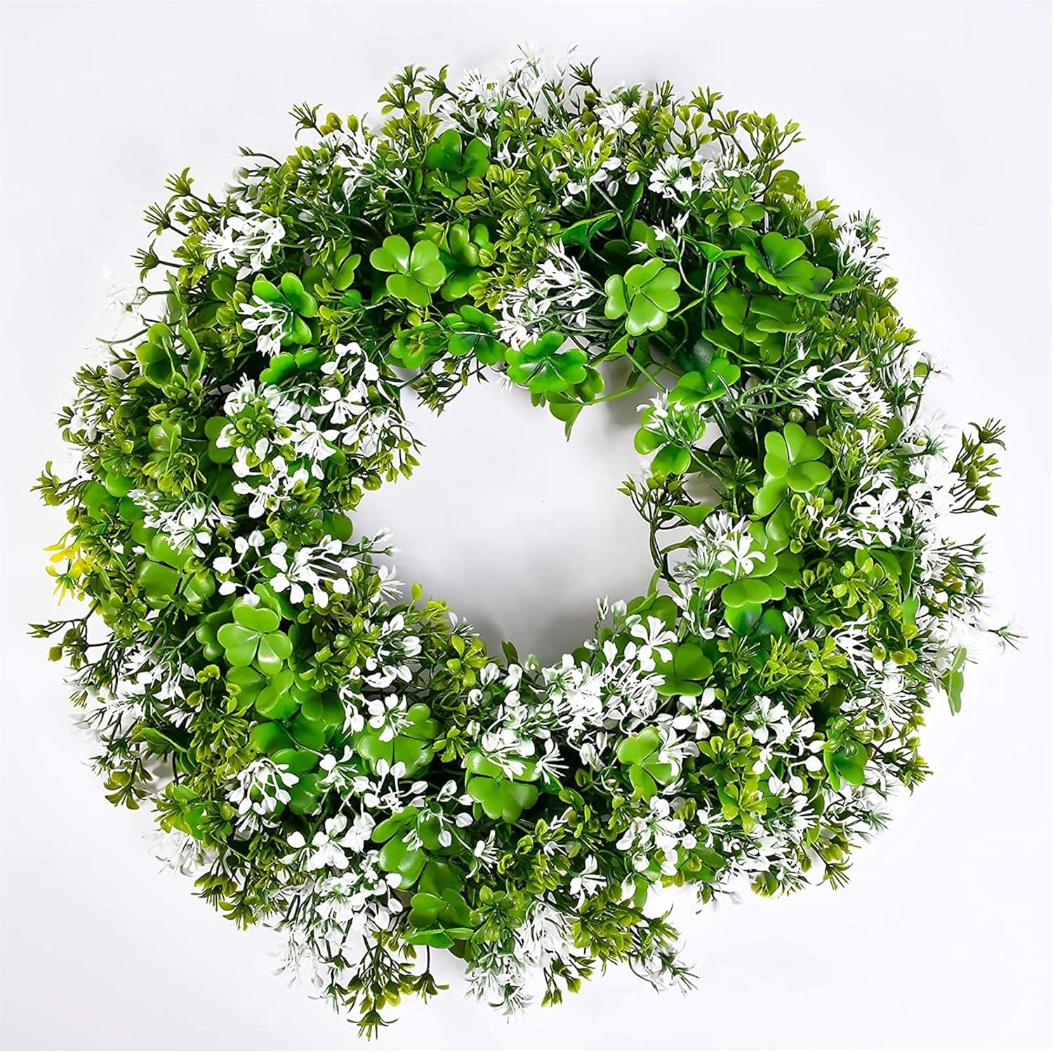 St Patricks Day Decorations Artificial Wreath Lucky Shamrock Clover Leprechaun Hat Beers Spring Summer Party Decor Outdoor/Indoor Farmhouse Front Porch Wall