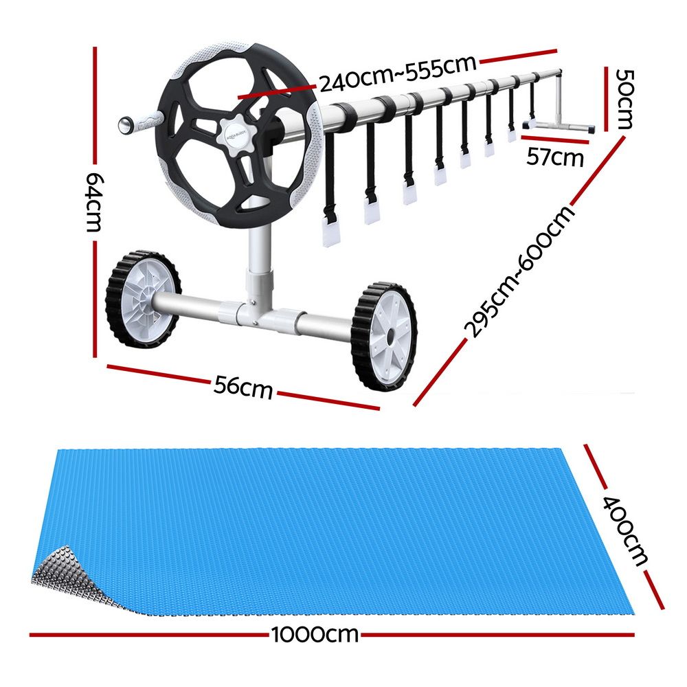 Aquabuddy Pool Cover 500 Micron 10x4m Silver Swimming Pool Solar Blanket 5.5m Roller โ image 2