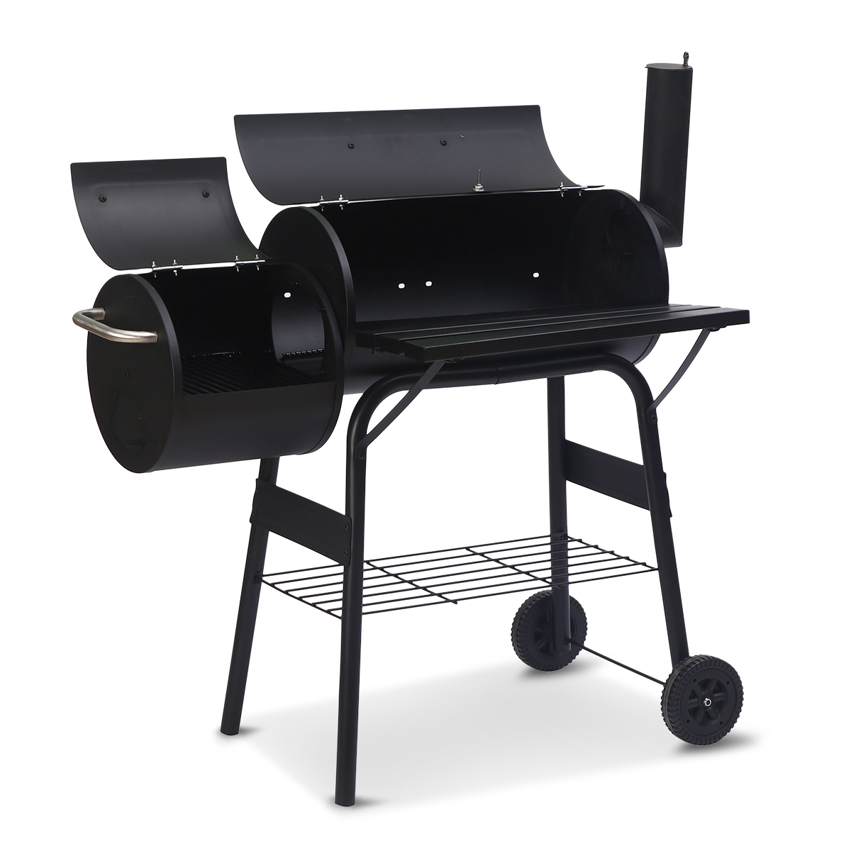 Wallaroo 2-in-1 Heavy Duty Steel Offset Charcoal Smoker & Outdoor BBQ Barbecue Grill with Wheels โ image 4