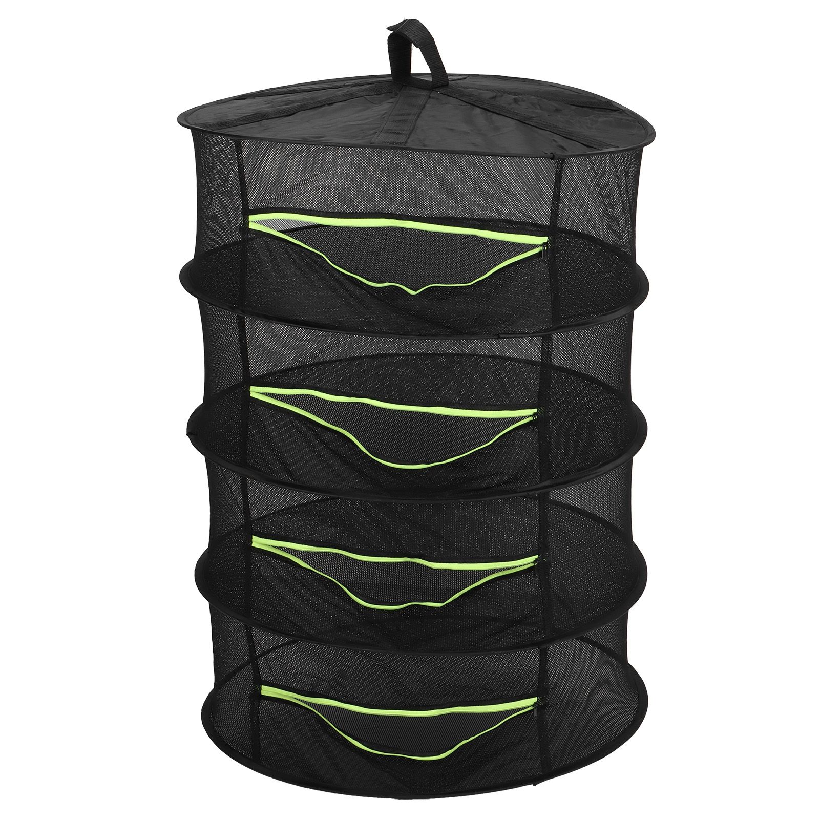 4-Layer Herb Drying Rack with Zippers Foldable Hanging Medicine Dry Mesh Net Black 60cm — image 4