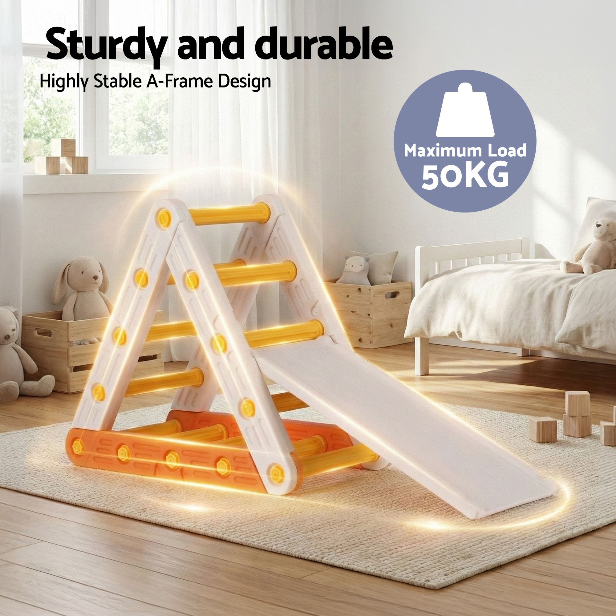Keezi Kids Climbing Frame Set With Slide Indoor Outdoor Toddler Toys Pikler Triangle Climber β image 5