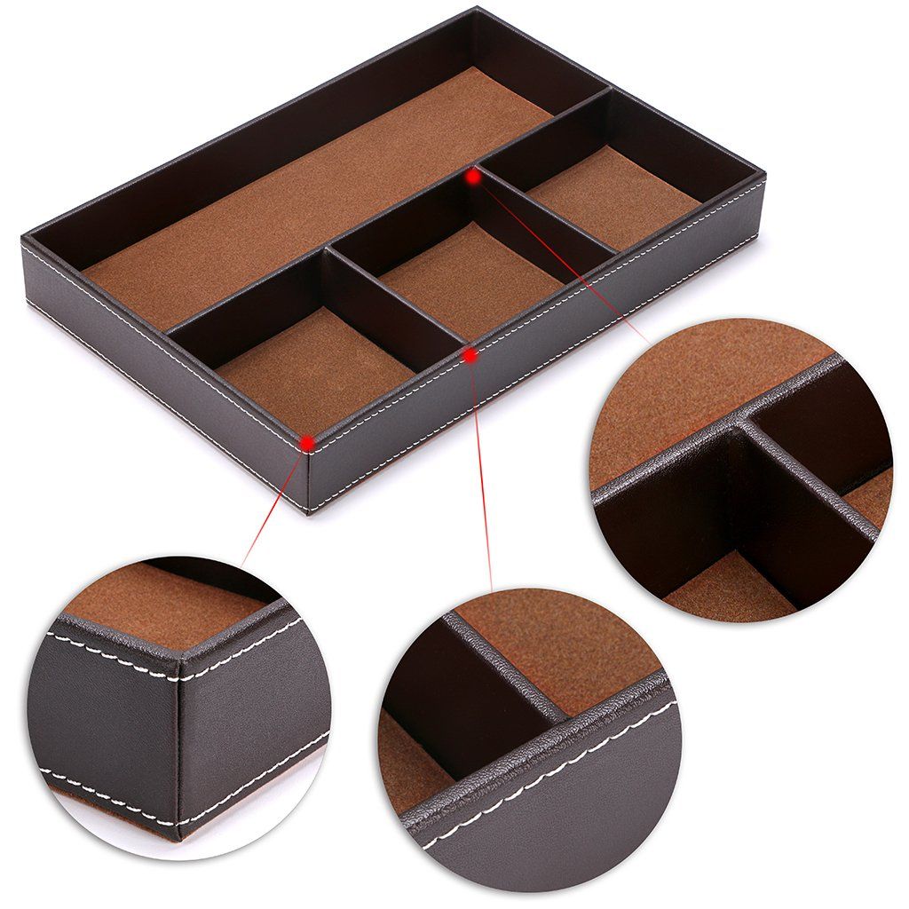Organizer Divider for Office Desk Supplies Value Collection and Accessories Multi-Purpose Storage Desktop Organizer Tray(Brown) โ image 4