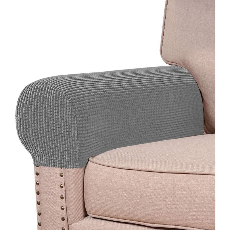 2 Pcs Stretch Jacquard Spandex Sofa Armrest Covers Washable Non Slip