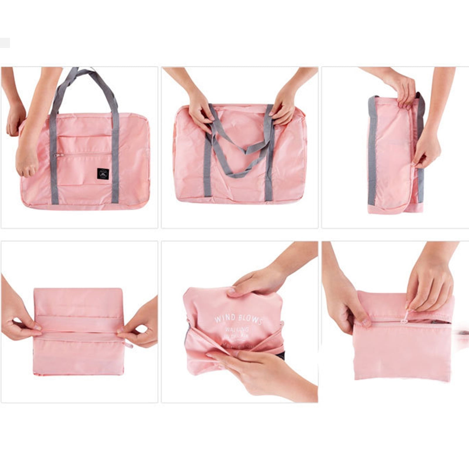 Foldable Travel Duffel Bag Tote Carry On Luggage Sport Duffle Week-ender Overnight For Women And Girls A-Pink — image 3