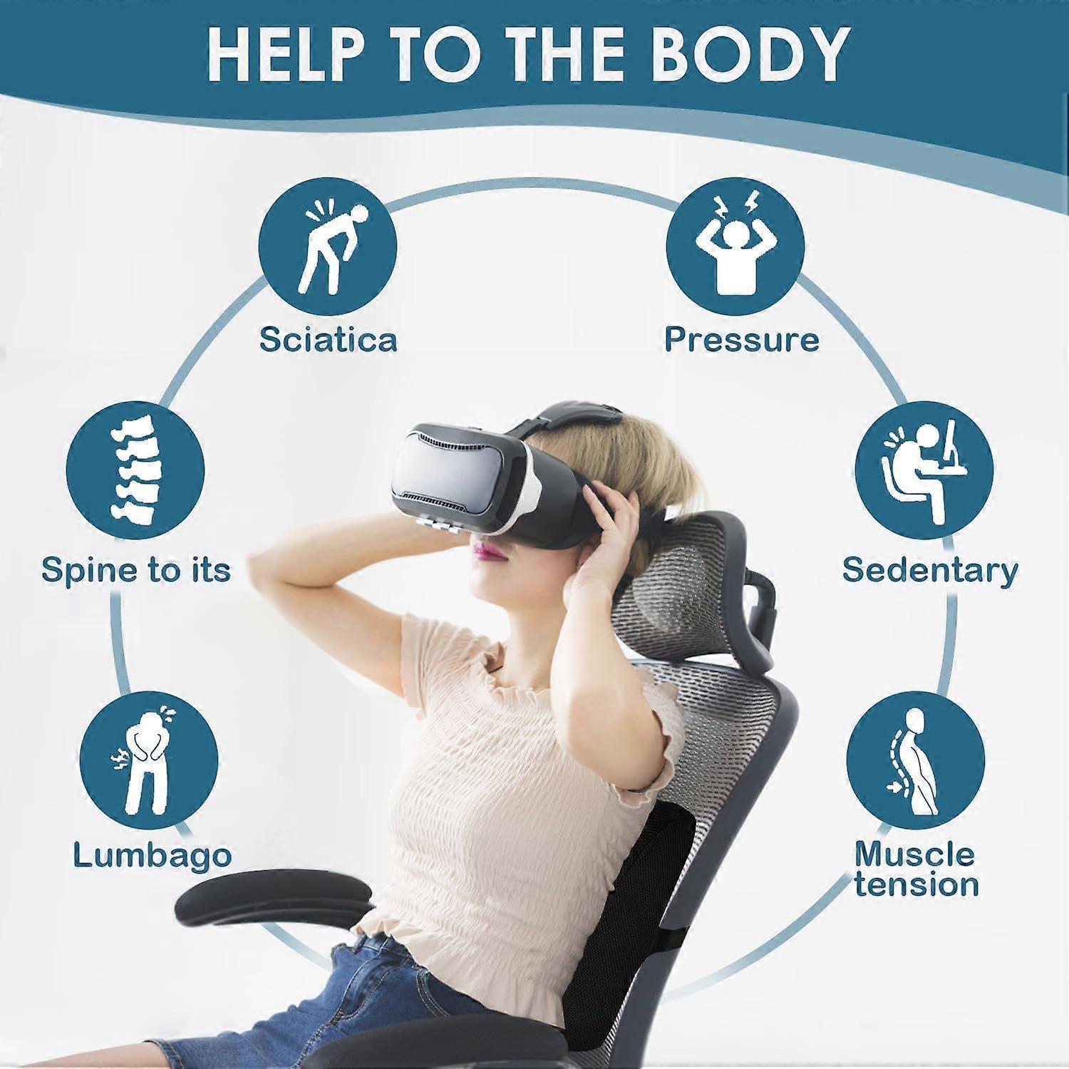 Memory Foam Lumbar Cushion Posture Corrector Vehicle Seat Home Office Chair (Black) — image 5