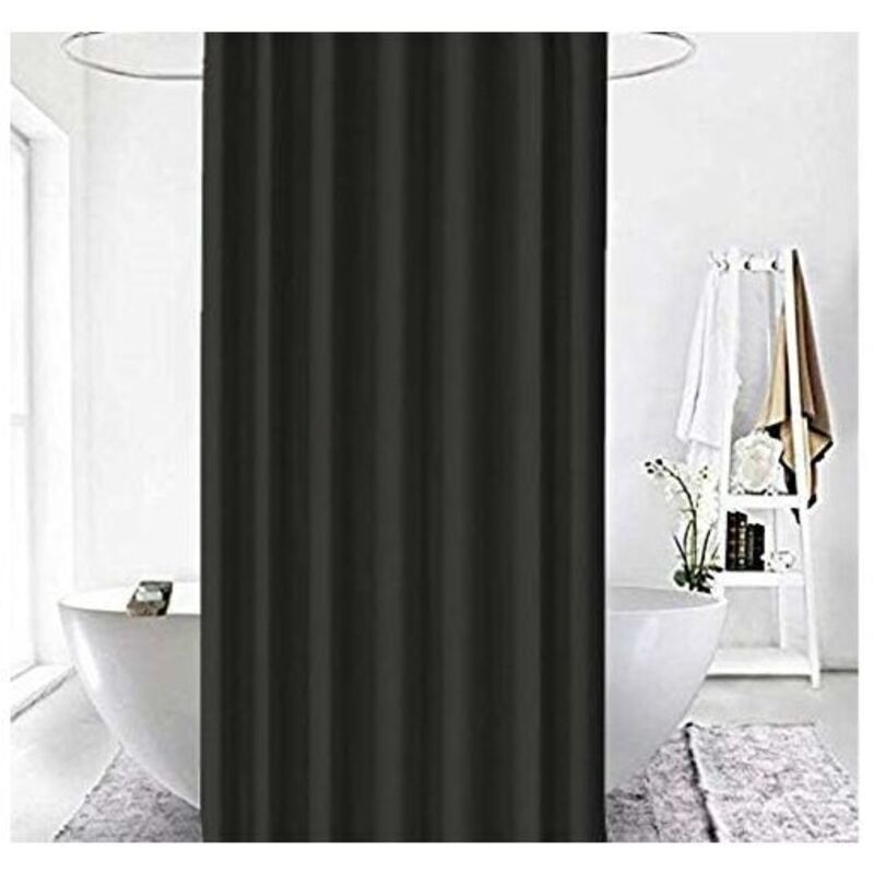 Shower Curtain 120 × 200 cm Black Waterproof Anti-Mildew Polyester with Hooks Included