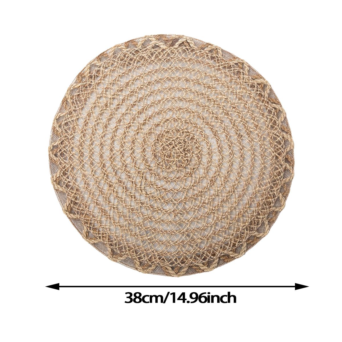 4pcs Nordic Style Round Table Mat, Exquisite Openwork Weave, Polyester Hemp-Like Texture, 38cm Dining Mat, Heat-Resistant and Easy to Care For โ image 5