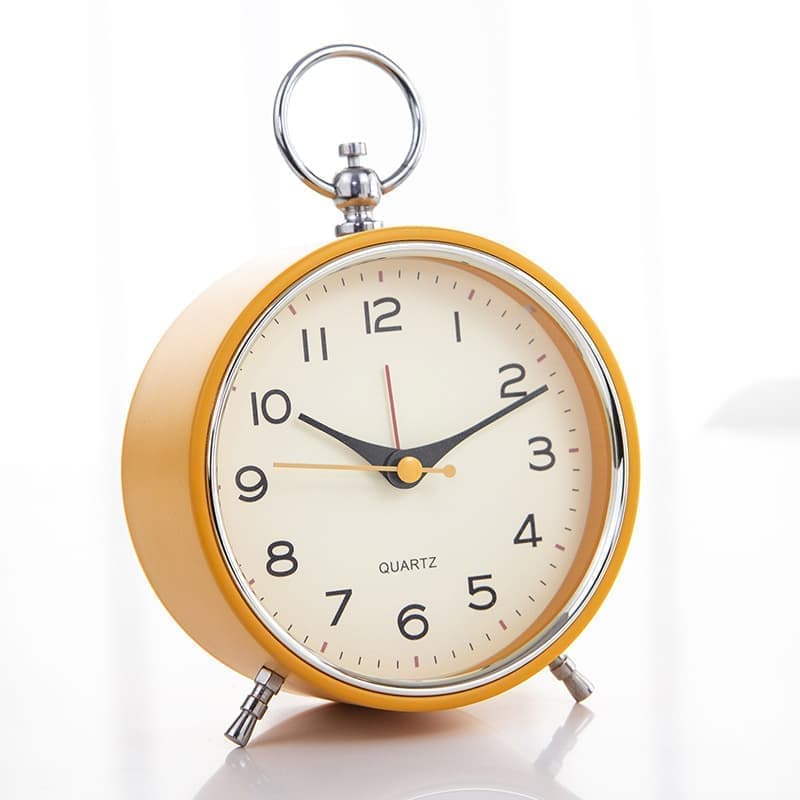 Silent Analog Alarm Clock with Snooze Button, Retro Design and Lighting, 16x11 cm, Orange — image 3