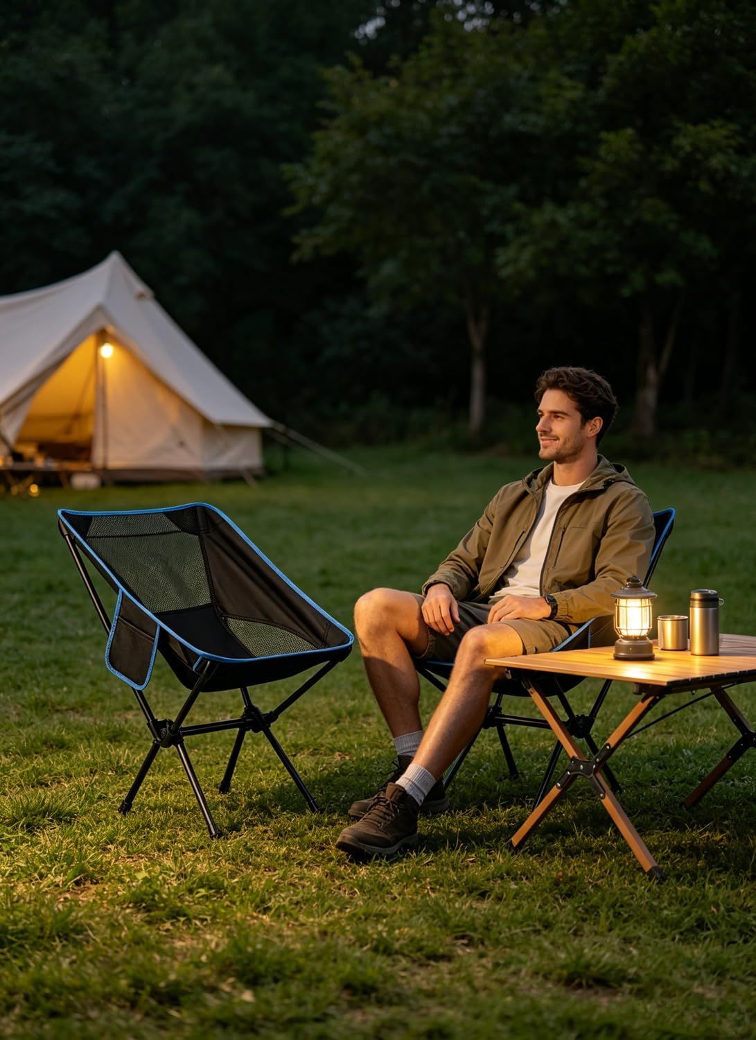Portable Folding Camping Chair with Carry Bag, Breathable Mesh Outdoor Seat for Hiking, Beach Trips, Picnics, Parks and Home Use, Black โ image 6