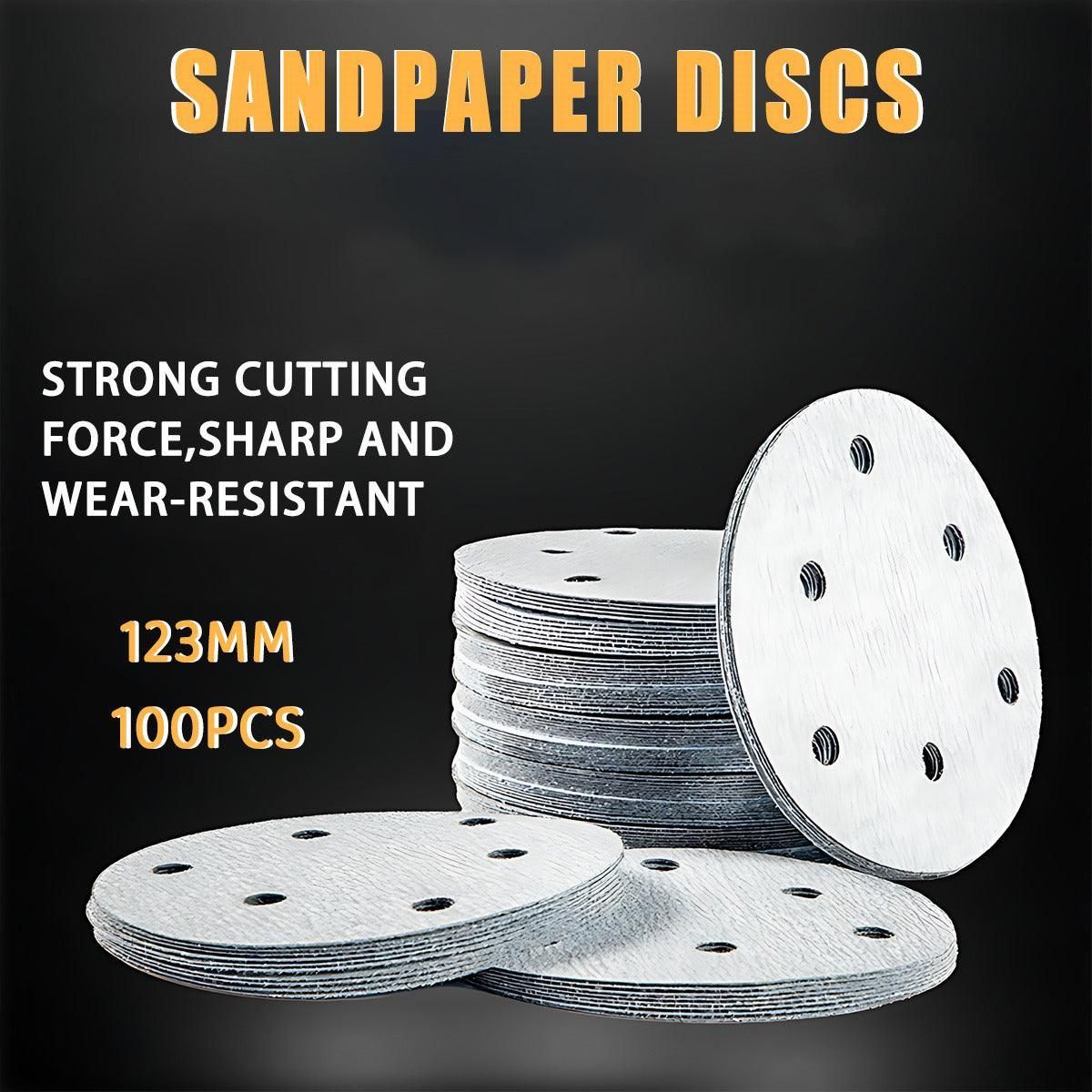 100x 123mm 6/8-Hole Sanding Discs Hook Loop Orbital Sander Pads 80 120 240 Grit - 80 Grits（6-Hole） — image 2