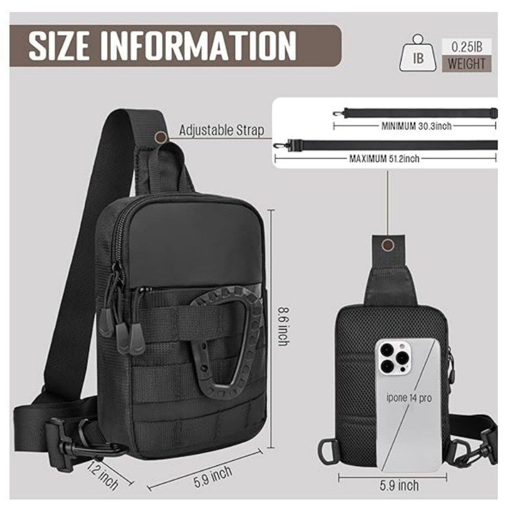 Mens Sling Bag Small Crossbody Sling Bag, Mini Chest Bag Waterproof Shoulder Bag for Men Women — image 5