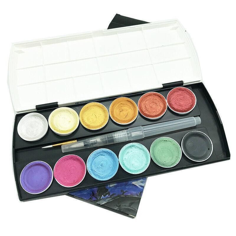 12-90 Watercolour Paint Set With Brush Painting Water Colour Kits - 12 Colours