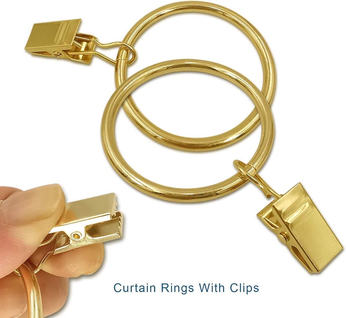 Metal Curtain Hooks with Clamps and Rings - 40 Pieces - Drapery Clip Hooks - Metal Curtain Rings - Decorative Curtain Rod Clips - Hooks - Shower Curtain — image 5