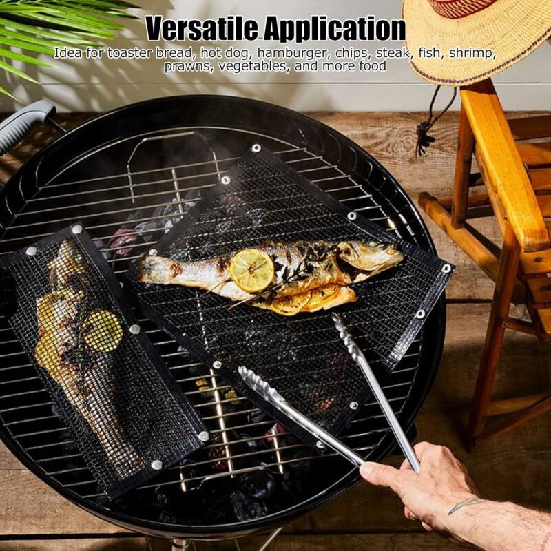 Bbq Grilling Bags, Reusable Grilling Bag Outdoor Cooking Pouch For Meat, Fish, Vegetables, 27 × 22Cm — image 2