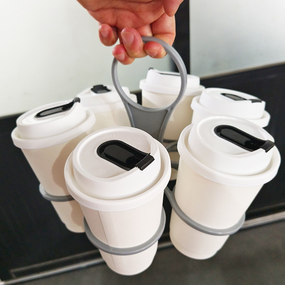 Portable 6-Cup Drink Carrier Foldable Reusable Coffee Tray Holder Red for Parties Camping & Office Runs — image 2