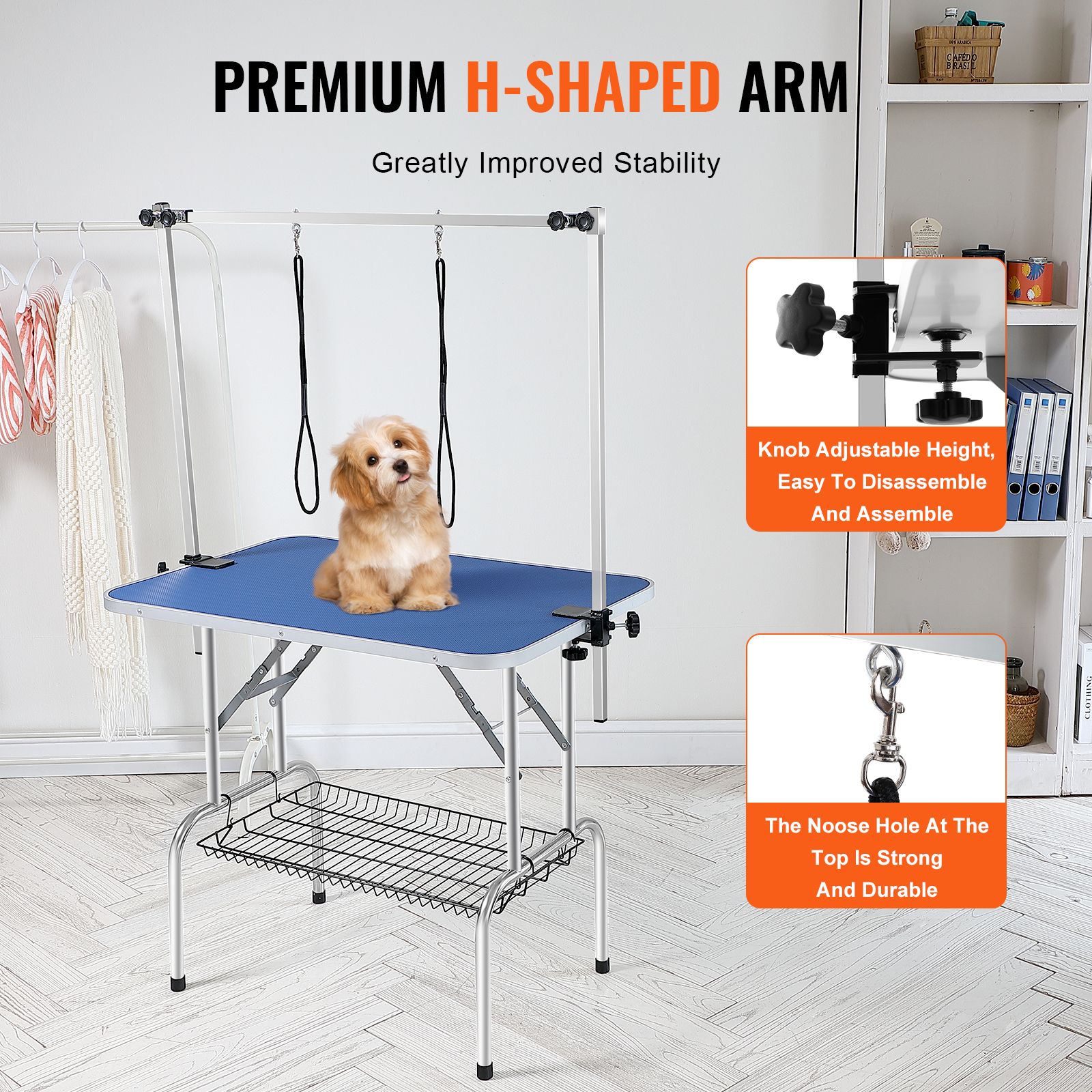 Pet Grooming Table Two Arms with Clamp, 915 × 610mm Dog Grooming Station, Foldable Pets Grooming Stand for Medium and Small Dogs, Free Two No Sit Haunch Holder — image 4