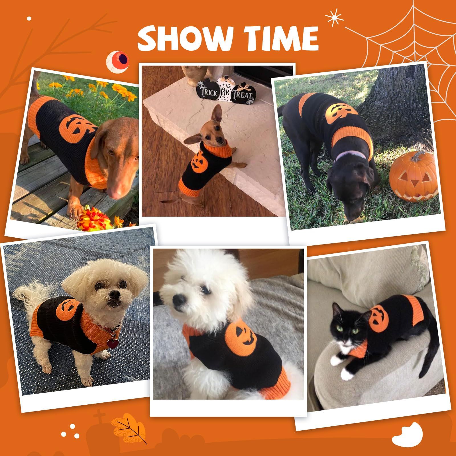 Dog Sweater Pumpkin Pet Sweaters Halloween Holiday Party for Cat and Puppy Small and medium-sized dog Teddy clothing(M) — image 4
