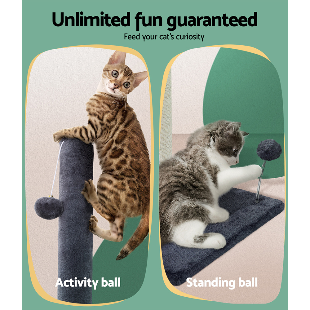 i.Pet Cat Tree 105cm Scratching Post Scratcher Tower Condo House Hanging toys Grey โ image 6
