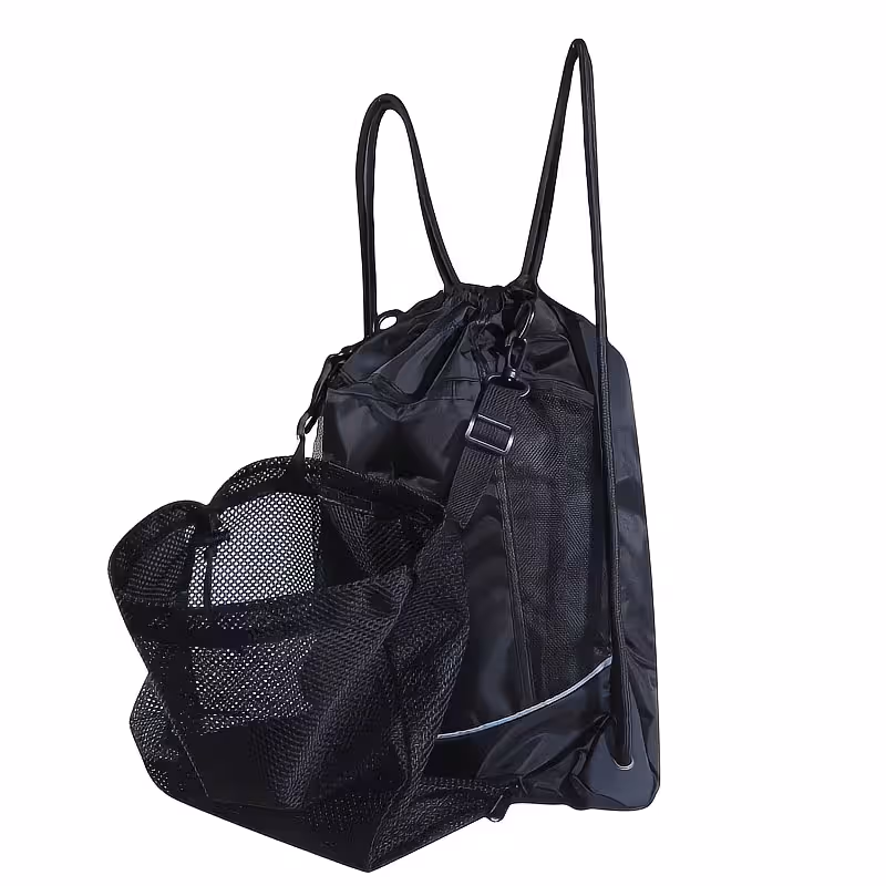 Drawstring Soccer Bag Basketball Backpack, Foldable Sports Bags Detachable Ball Mesh Bag for Gym Yoga Football Baseball — image 2